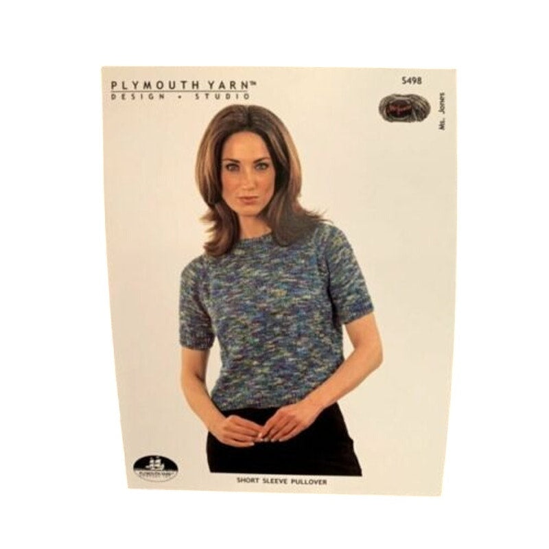 New 2006 Plymouth Design S498 Ms Jones Short Sleeve Sweater Knitting Pattern