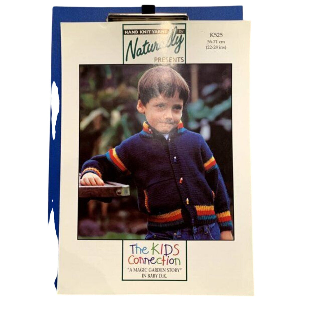 New Hand Knit Yarns Naturally K525 Boys Cardigan Jacket Sweater Knitting Pattern