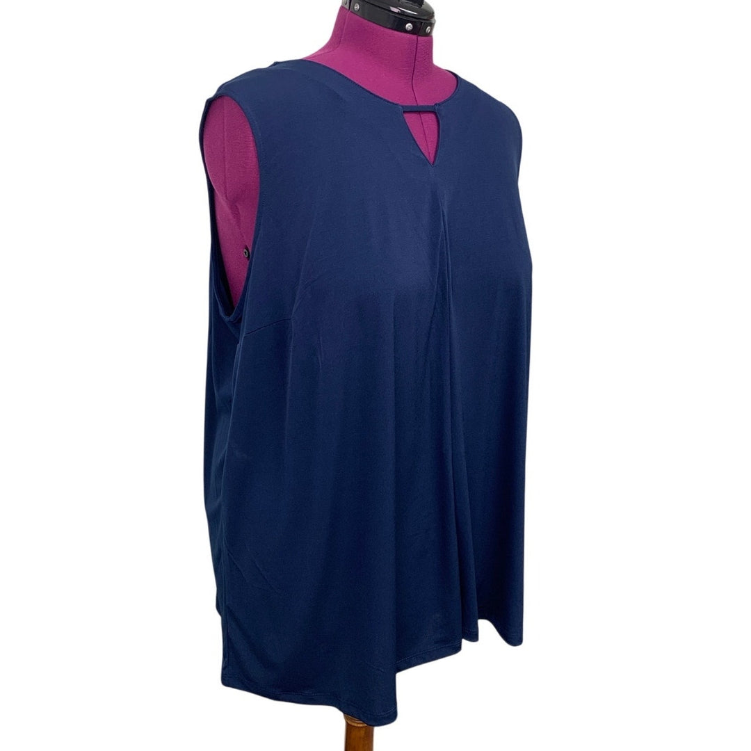 NWT New Catherines Womens Plus Size 2X Blue Washable Sleeveless Long Tunic Top