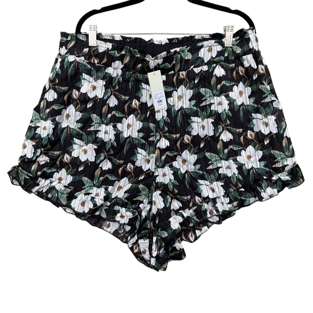 NEW New Mi Ami Francescas Womens 1X 100% Polyester Floral Ruffled Lined Shorts