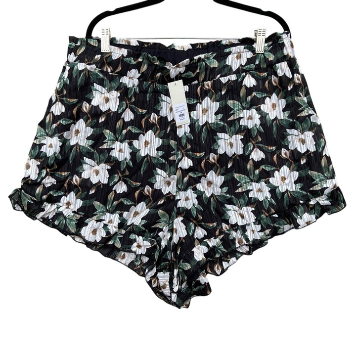NEW New Mi Ami Francescas Womens 1X 100% Polyester Floral Ruffled Lined Shorts
