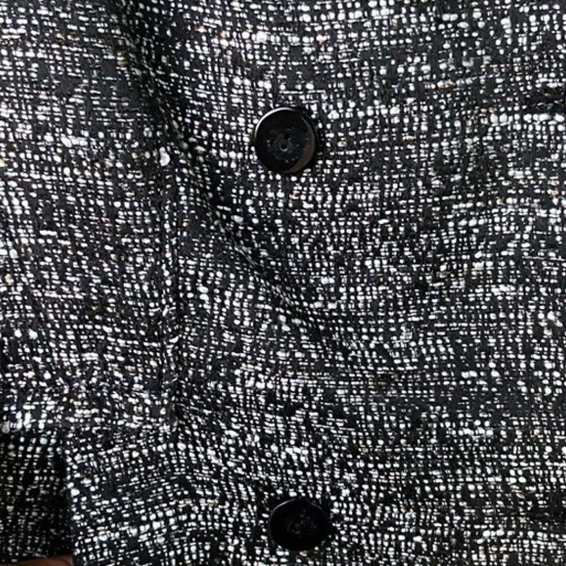 H &amp; M Womens Size 12 Black White Double Breasted Fully Lined Polyester Pea Coat