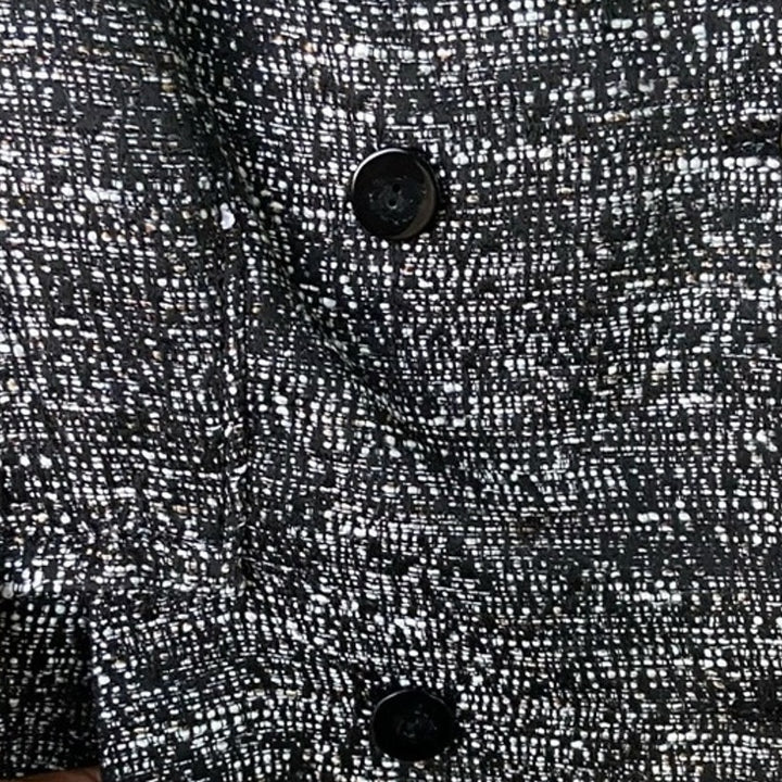 H &amp; M Womens Size 12 Black White Double Breasted Fully Lined Polyester Pea Coat