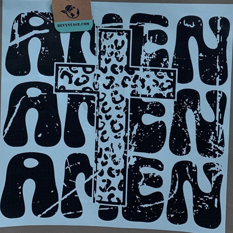 New Upcycled Hand Printed Amen Amen Amen Jesus God Cross Shopper Tote Bag