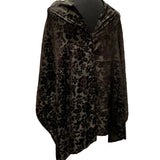 Handmade Upcycled Black Floral Flocked Lightweight Shimmery Flowers Poncho