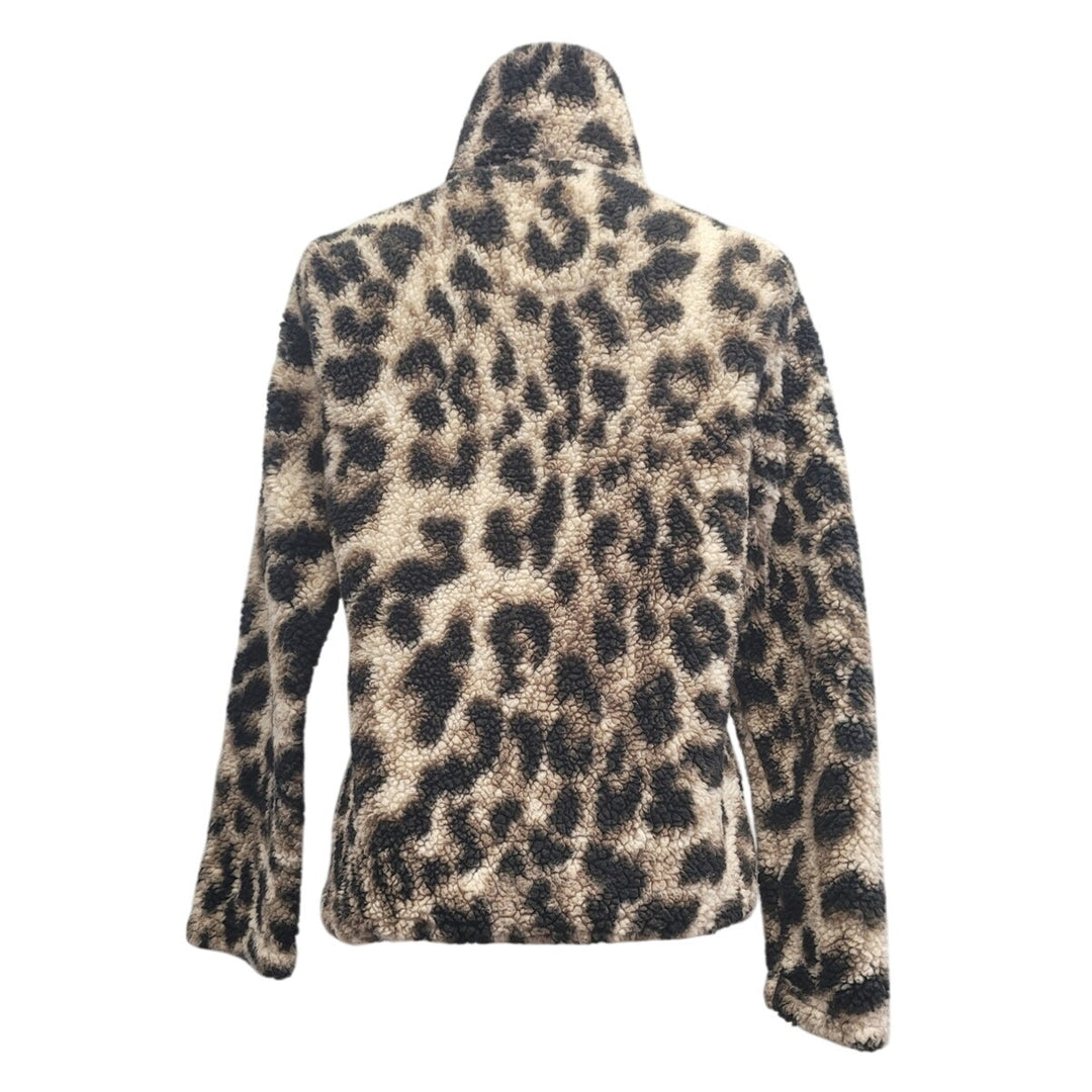 Members Mark Womens Small Polyester Leopard Long Sleeve Full Zip Sherpa Jacket