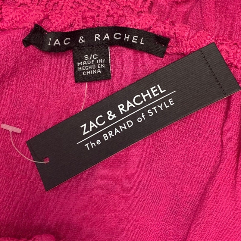 New Zac &amp; Rachel Womens Small Raspberry Rose Crochet Front Long Sleeve Blouse