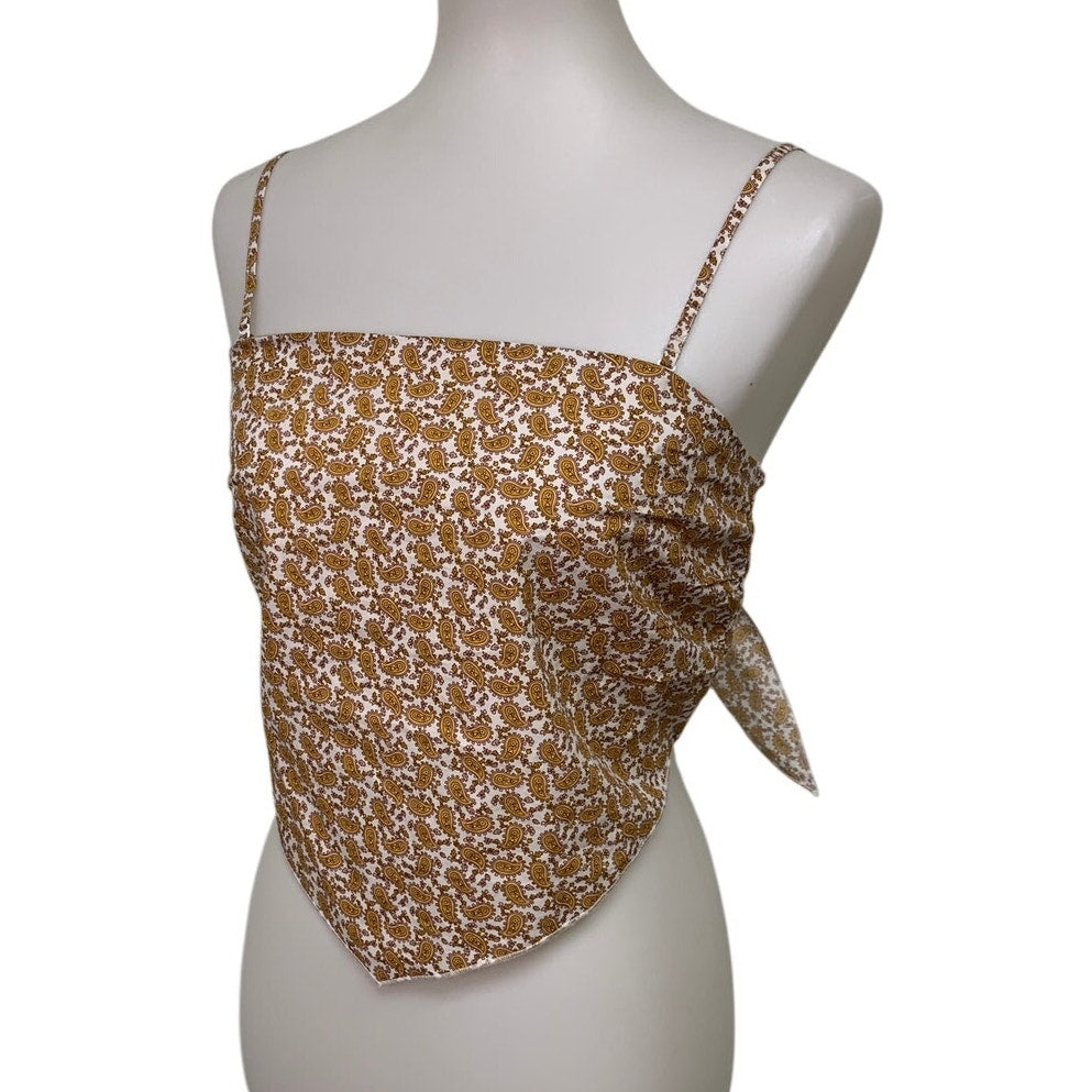 New American Eagle Womens Medium Paisley Thin Strap Back Tie Faux Bandana Top