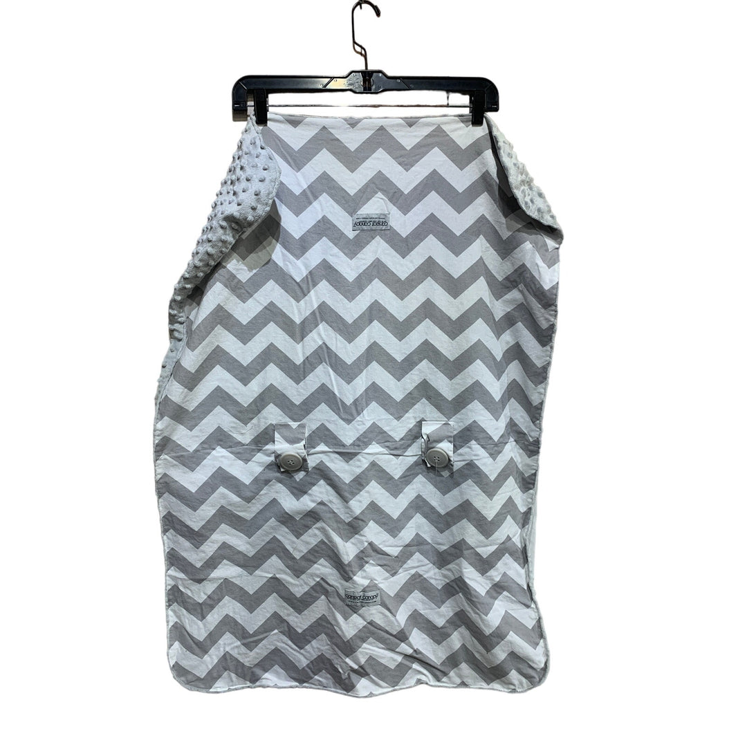 Soft Carseat Canopy Gray White Chevron Stripe Warm Hook Loop Baby Car Seat Cover