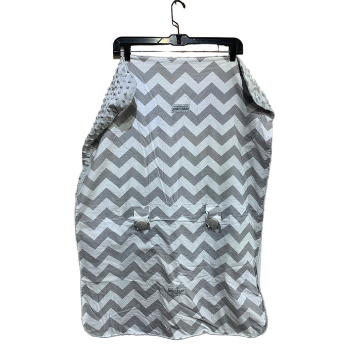 Soft Carseat Canopy Gray White Chevron Stripe Warm Hook Loop Baby Car Seat Cover