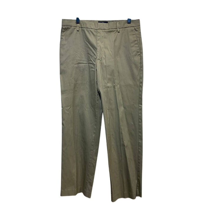 Dockers Mens 34 X 32 Flat Front PolyCotton Straight Fit Dark Khaki Chino Pants