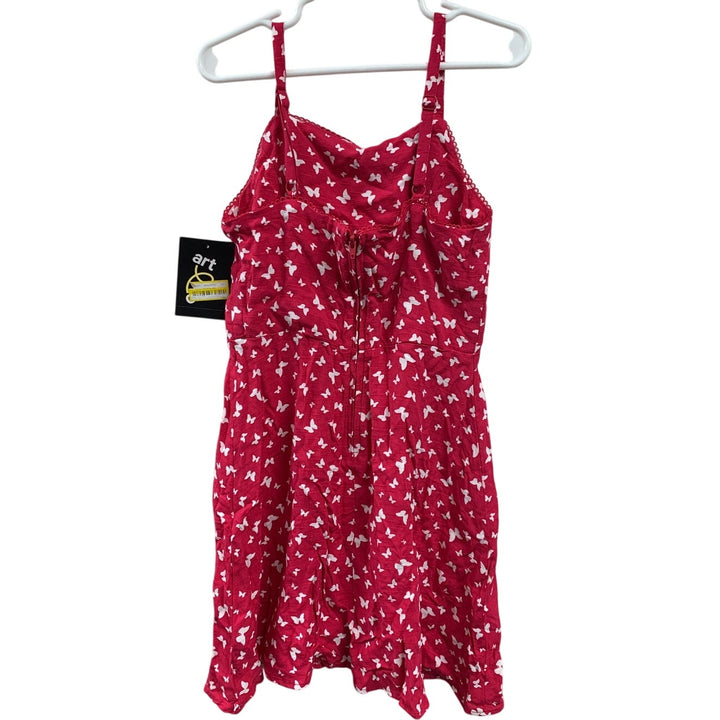 New Art Class Girls Small (6/7) Butterfly Thin Strap Back Zip Scallop Edge Dress