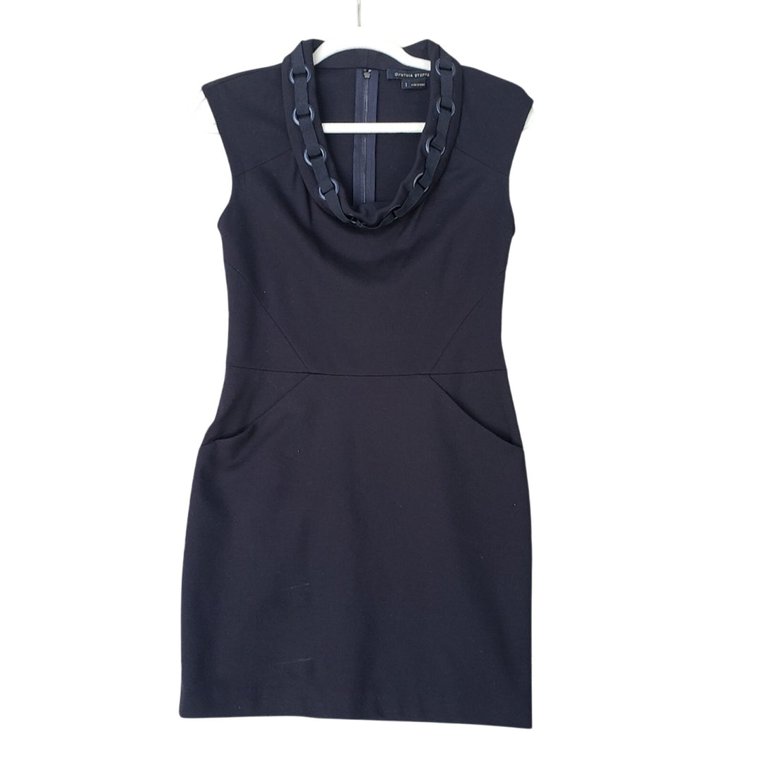 Cynthia Steffe Womens Size 2 Black LBD Sleeveless Back Zip BodyCon Dress