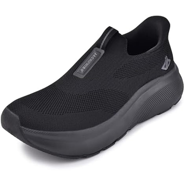 Jackshibo Mens Size 10.5 Black Breathable Fabric SlipOn Hands Free Comfort Shoes