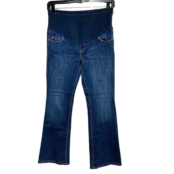 Old Navy Maternity Size 6 Full Stretch Panel Flare Cotton Blend Denim Blue Jeans