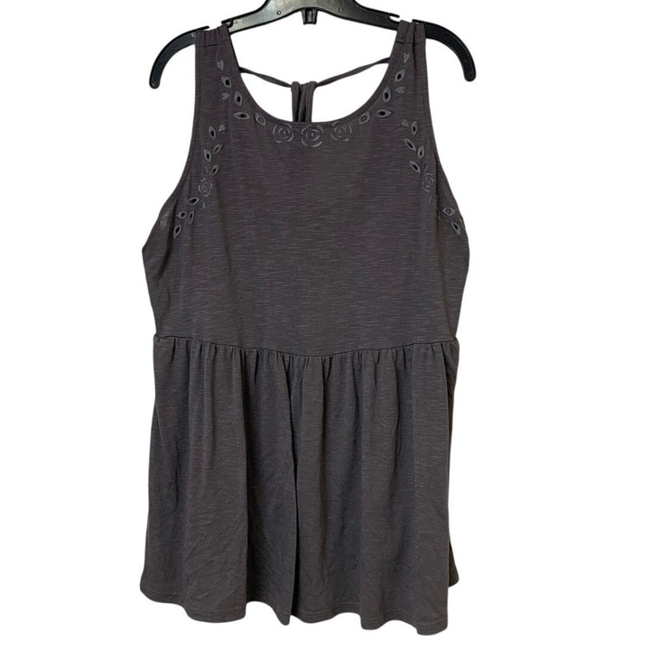 Torrid Womens Size 1 (14/16) Gray Floral Sleeveless Flowy Back Tie Tank Top