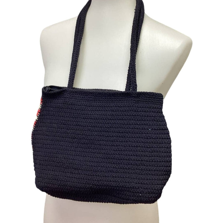 USA Patriotic American Flag Woven Stretch Cord Small Zipper Close Purse Handbag