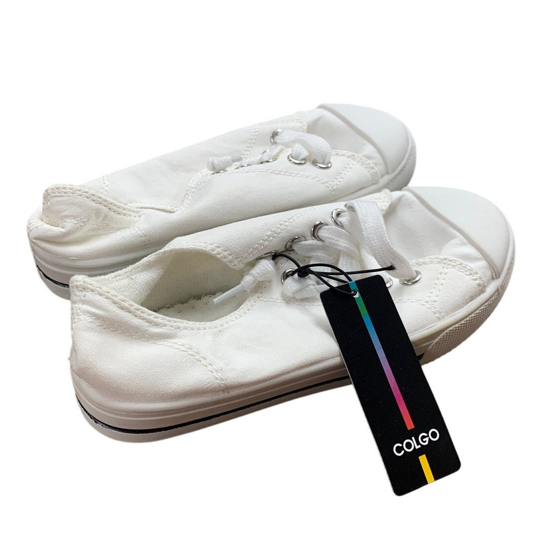 New Colgo Girls Size 13 White Lace Up Canvas Classic Basic Sneaker Shoes