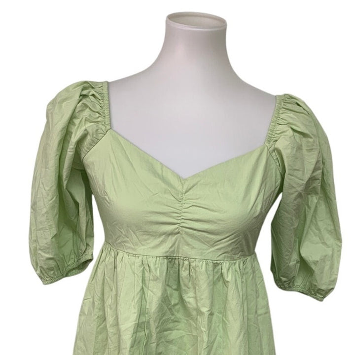 New American Eagle Womens Medium Bright Lime Green Puff Sleeve Babydoll Dress