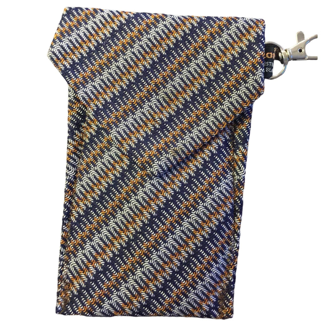 Handmade Upcycled Vintage Repurposed Neck Tie Striped Eyeglass Case Pouch