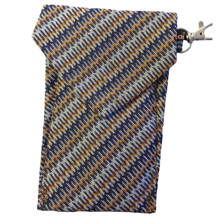 Handmade Upcycled Vintage Repurposed Neck Tie Striped Eyeglass Case Pouch