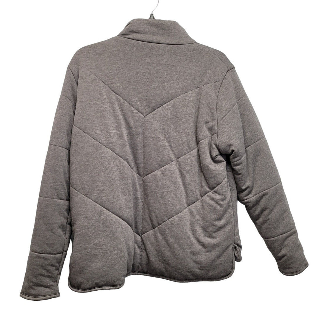 Three Dots Womens Large Gray Polyester Blend Long Sleeve Full Zip Puffer Jacket