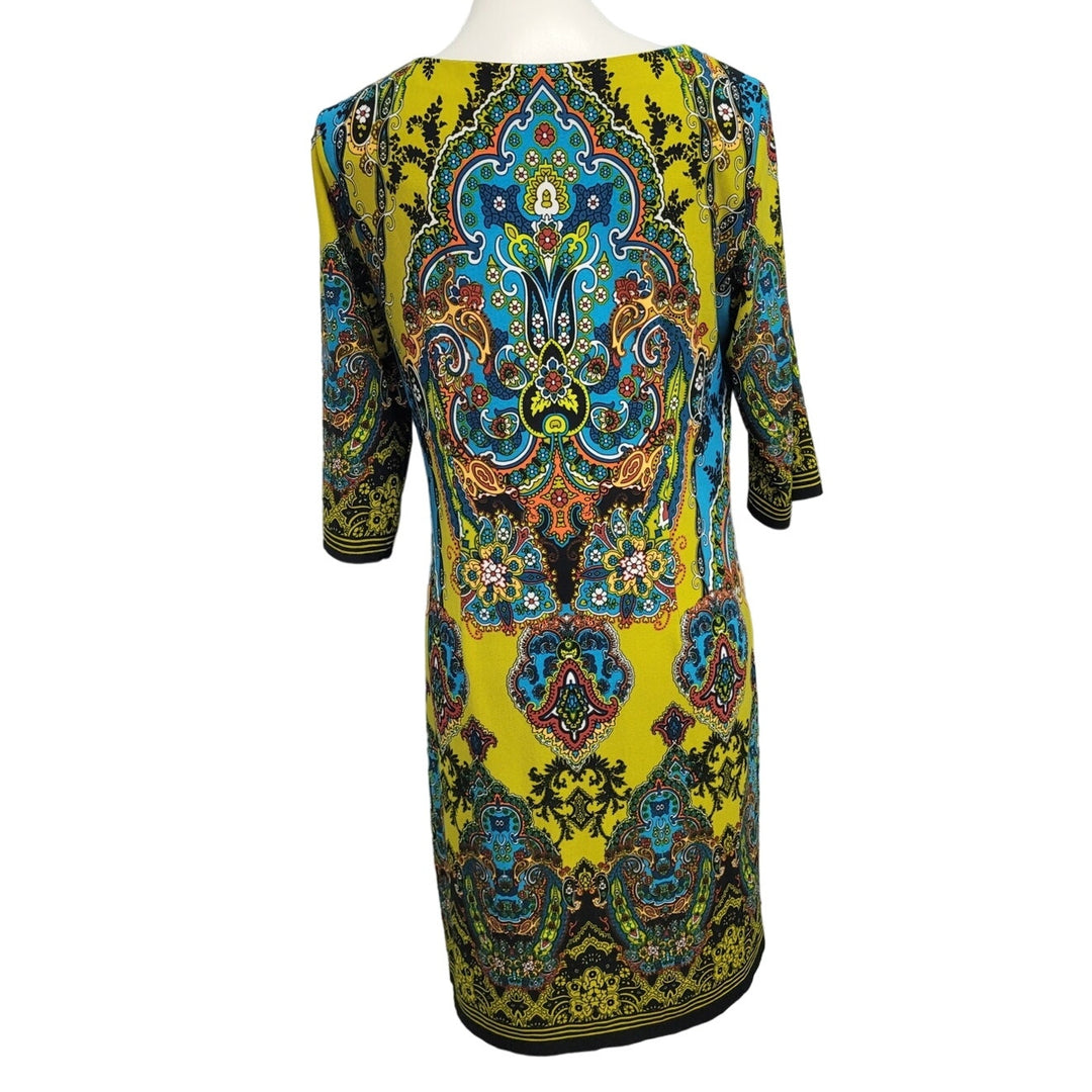 Dress Barn Womens Size 10 PolySpandex 3/4 Sleeve Patterned Knee Length Dress