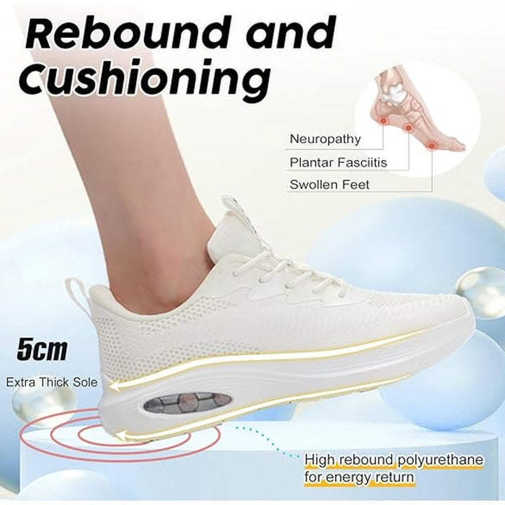 Zyen Womens Size 9 White Sneakers Lace Up Low Top Round Toe Running Shoes