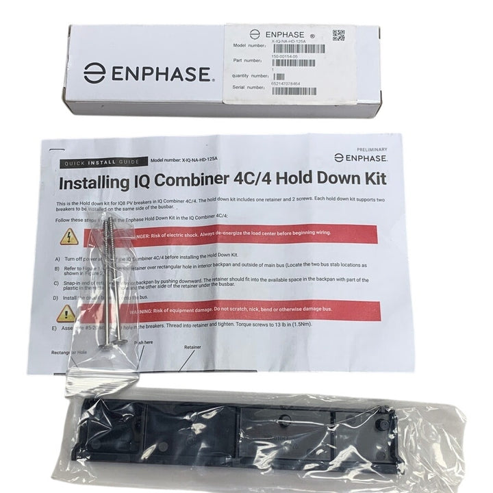 New Enphase IQ Combiner 4C/4 Hold Down Kit X-IQ-NA-HD-125A Plastic Bar Screws