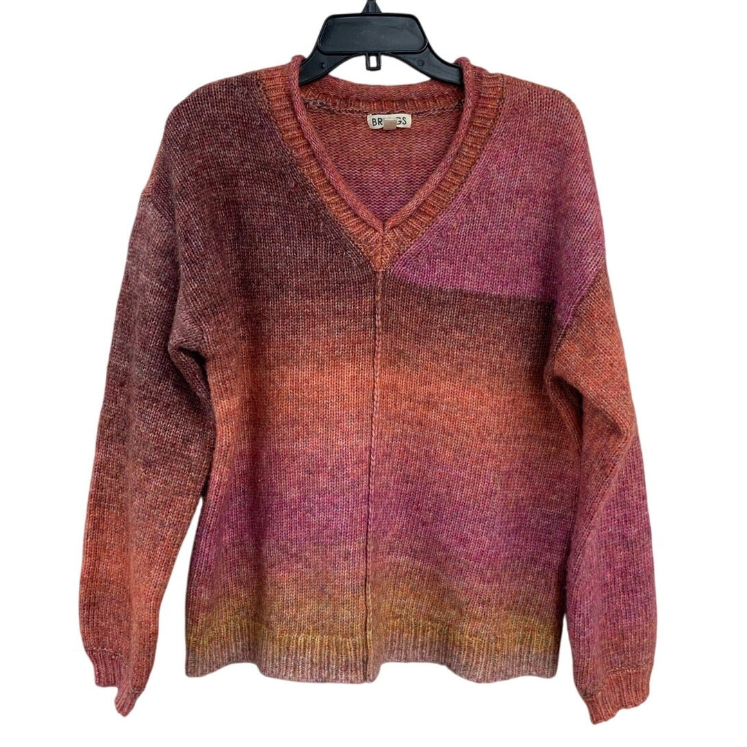 Briggs Womens Medium Long Sleeve V Neck Ombre PolyAcrylic Wool Blend Sweater