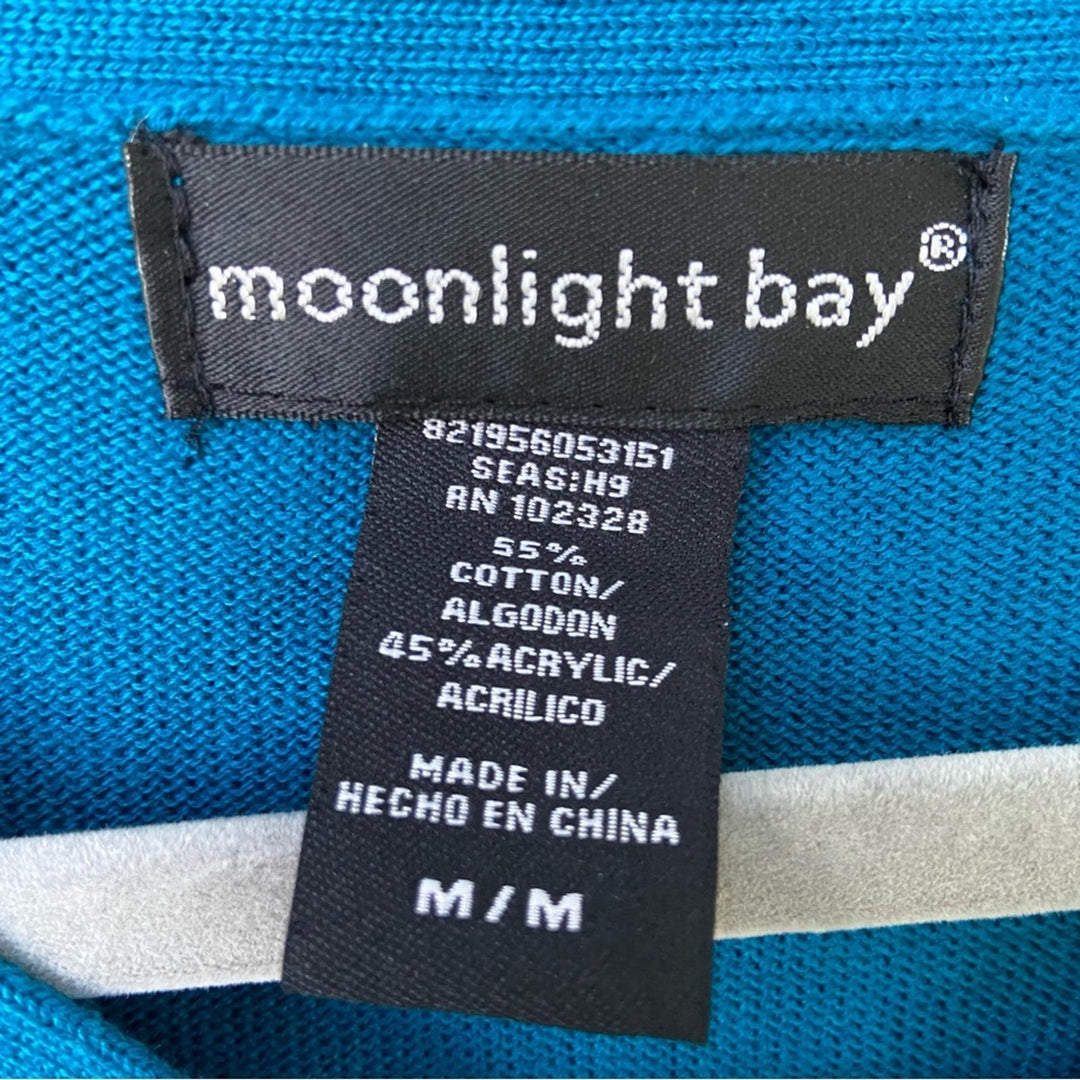 NWT New Moonlight Bay Womens Medium Cotton Blend Long Sleeve V-Neck Blouse