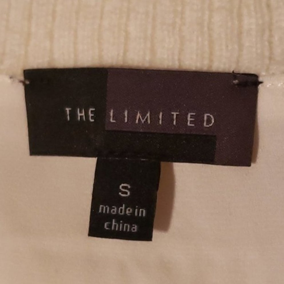 The Limited Womens Small Cream Long Sleeve Crew Neck Lined Knit Sweater