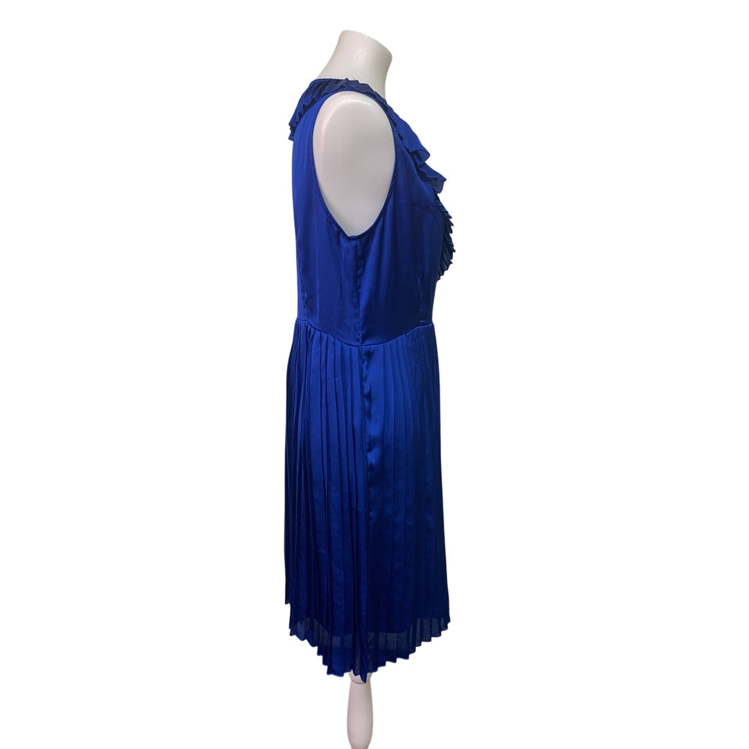 Apt 9 Womens Medium Sleeveless Pleated Ruffle Royal Blue Deep V Sheath Dress