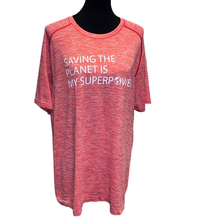 Handmade Upcycled Mens XL Saving the Planet is My Superpower Lululemon T-Shirt