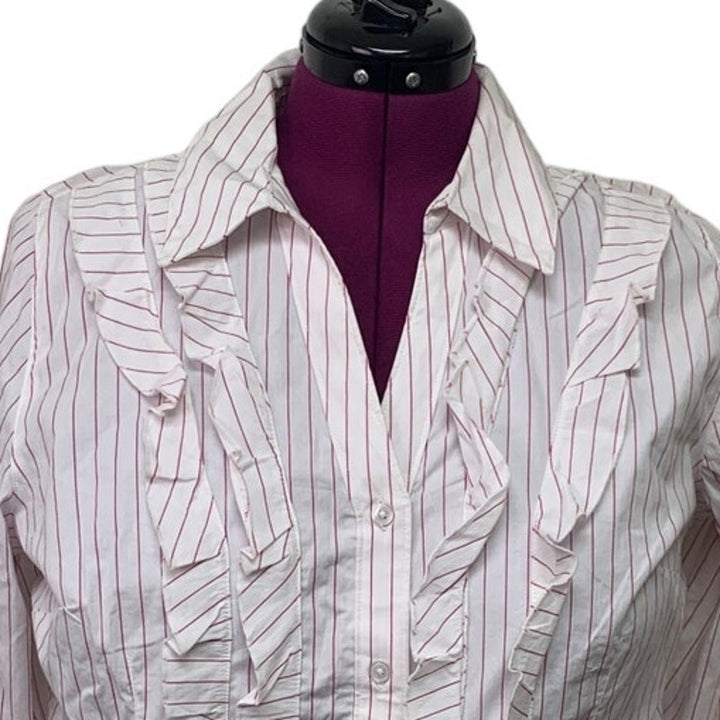 New Lane Bryant Womens Size 18 Cotton Blend Striped Long Sleeve Button Up Shirt