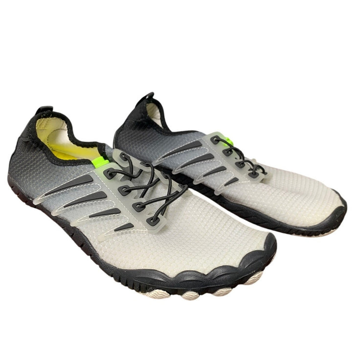 Mens Size 7 Womens 9 Black Gray Non Slip Adjustable Lace Up Aqua Water Shoes