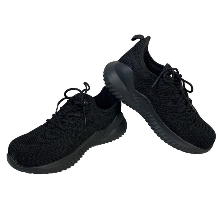 Tinefiy Womens Size 6.5 Black Sneakers Lace Up Low Top Round Steel Toe Shoes