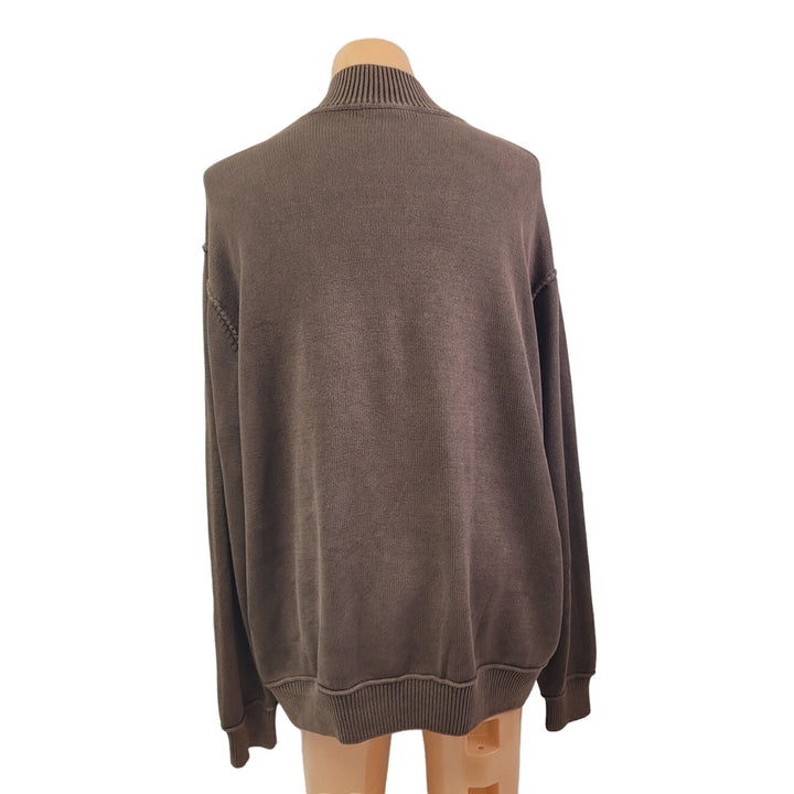 Blue Pronto Mens 2XLT Brown 100% Cotton Long Sleeve Henley Knit Sweater