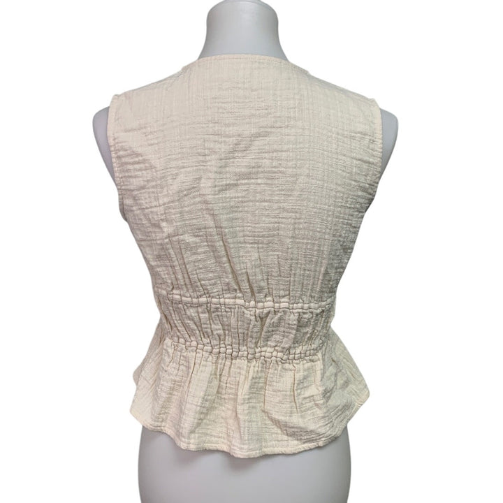 New Aerie Womens Small 100% Cotton Open Tie Front Gauzy Sleeveless Tank Top