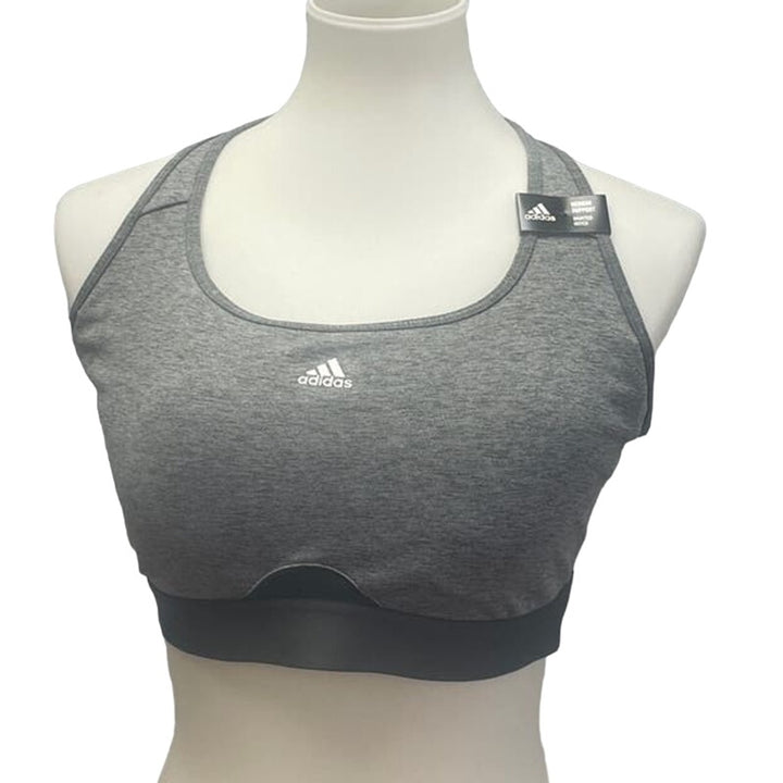 New Adidas Large 44DD Gray Medium Support Removeable Pads Training Sports Bra