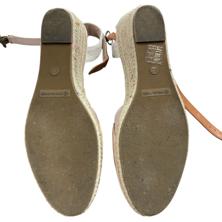 Dream Pairs Women Size 9.5 Pink Tan Espadrille 2.5" Wedge Heel Ankle Strap Shoes