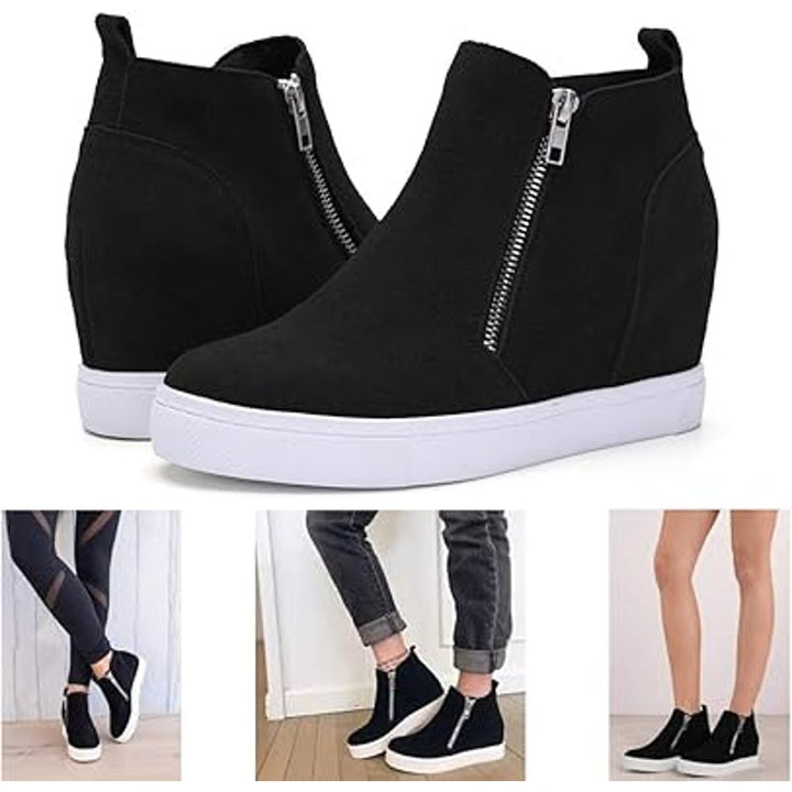 New Athlefit Womens Size 7.5 Wedge Sneakers Hidden Heel Platform Wedge Booties