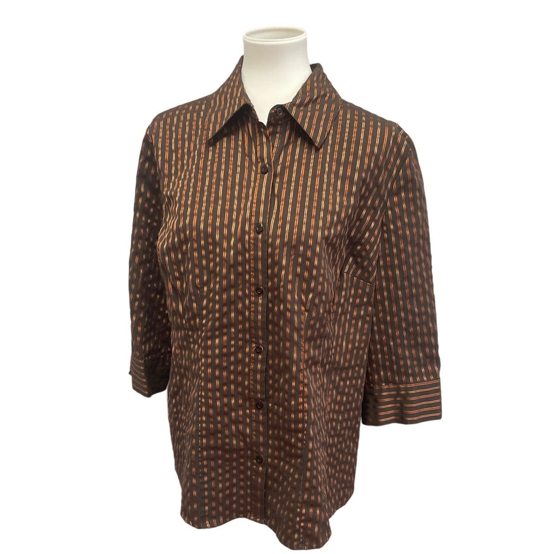 Lot of 2 Apt 9 Womens 1X 3/4 Sleeve PolyCotton Essential Button Down Shirts
