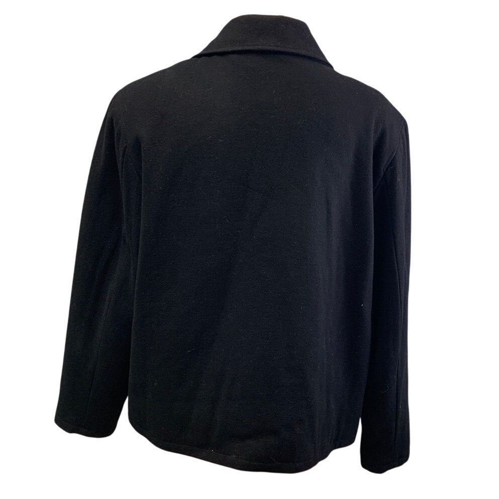 Merona Mens XL Wool Blend Basic Black Collared Full Zip Warm Winter Coat