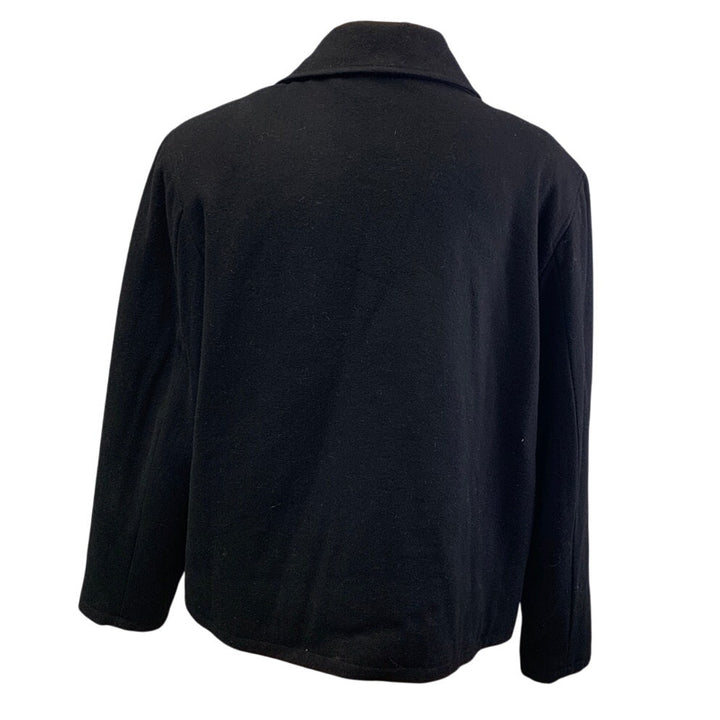 Merona Mens XL Wool Blend Basic Black Collared Full Zip Warm Winter Coat
