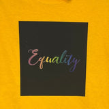 Upcycled Hand Printed Womens Small Rainbow Equality Short Sleeve Tee Shirt