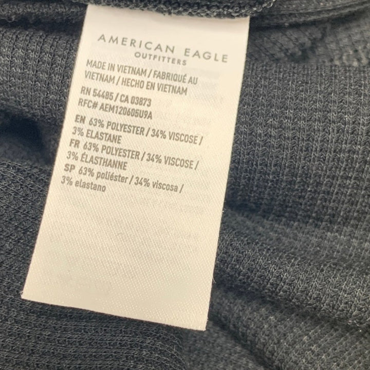 2 New American Eagle Womens Small Black Gray Turtle Neck Long Sleeve Ribbed Tops