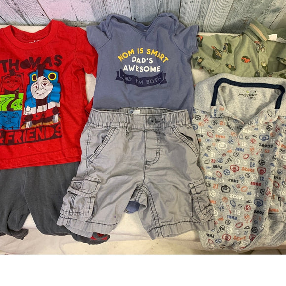 Lot of 6 Boys 18 Mos Thomas Tank Shirt Collared One Piece Shorts Outfits Sets