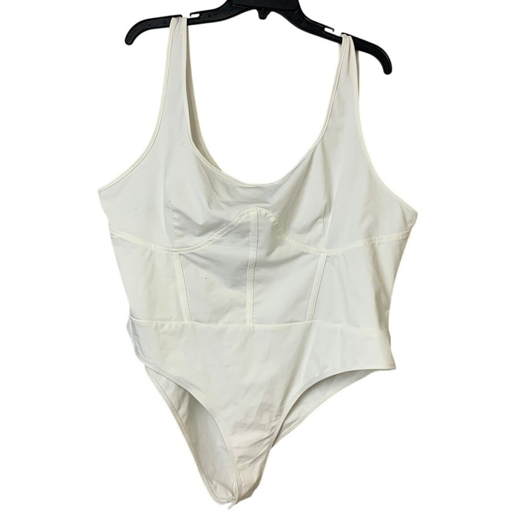 NWT New Shein SXY Womens 4XL White Sleeveless Thin Strap Snap Crotch Bodysuit