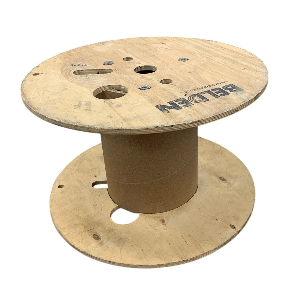 Used 18" Diameter Wooden Cardboard Center Plywood Spool Craft Supply Decor